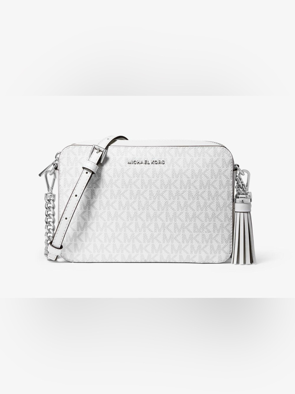 Michael Kors Ginny Medium Logo Crossbody Bag in Bright White